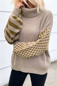 Waffle Knit Turtleneck Sweater