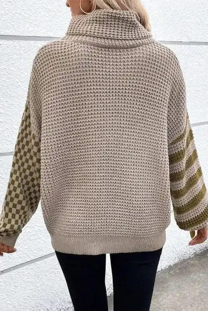 Waffle Knit Turtleneck Sweater